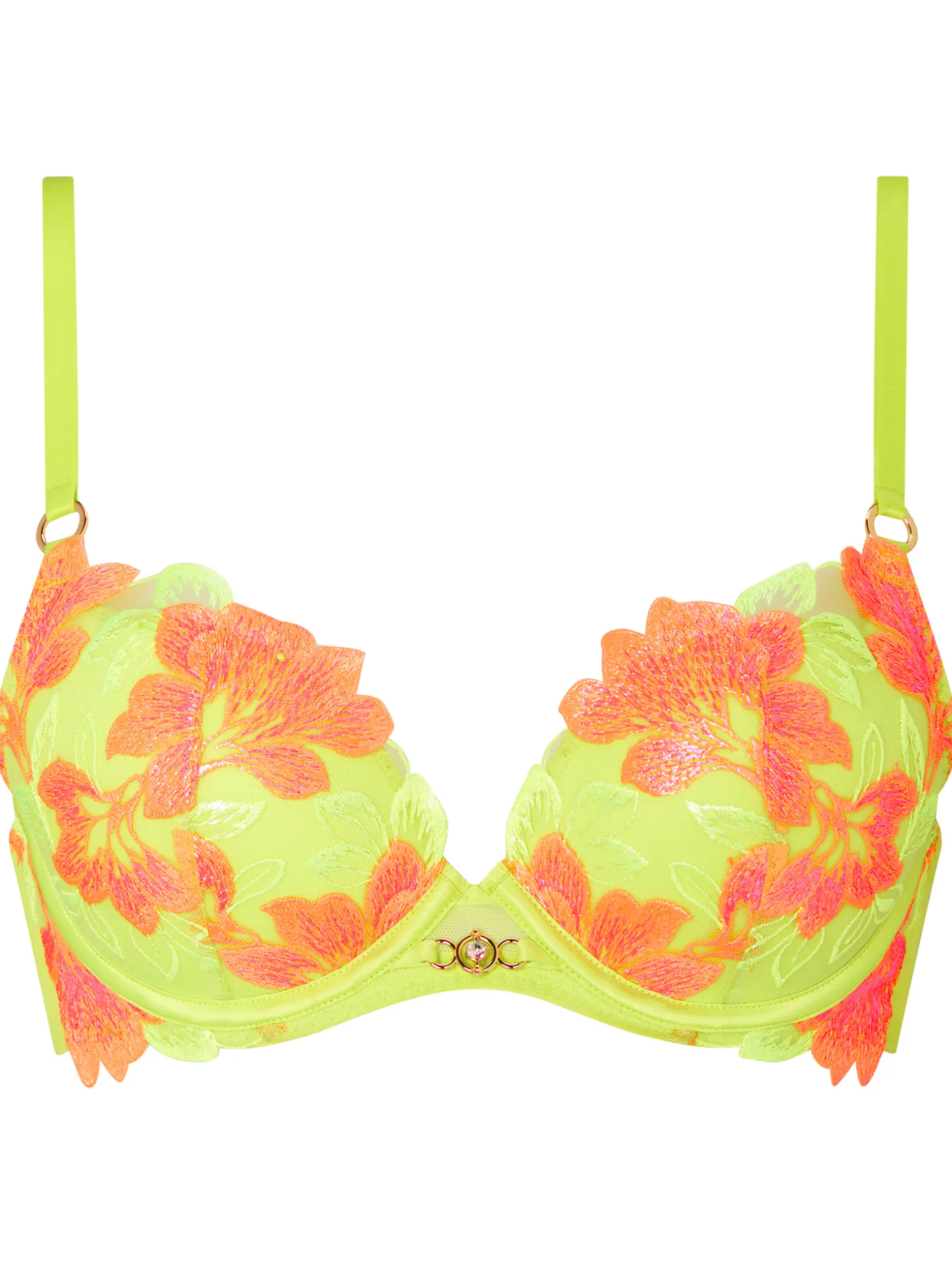Paradise Glow Padded Plunge Bra - Lime