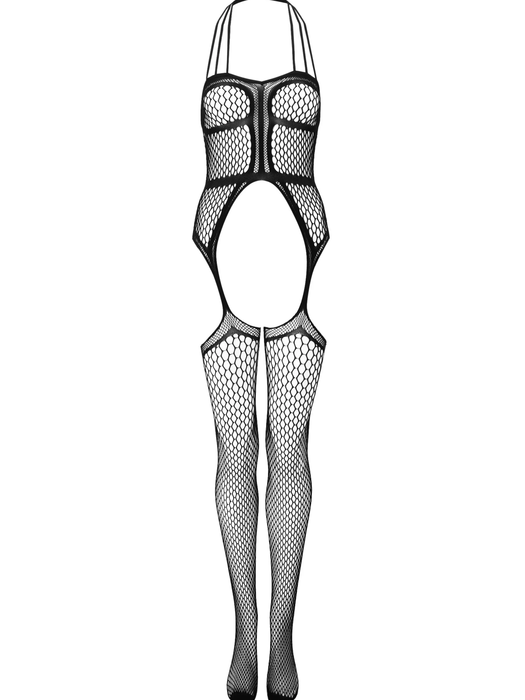 Persuasion Fishnet Crotchless Bodystocking - Black