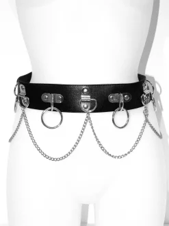 PU Bondage Belt with Link & Chain Detail