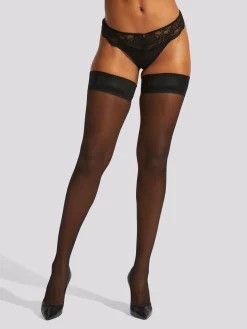 PU Seamed Hold Ups - Black