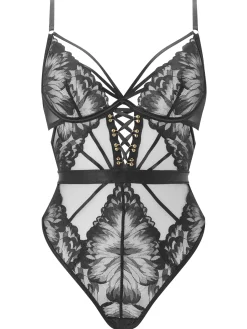 Radiant Desires Lace Crotchless Lingerie Body - Black