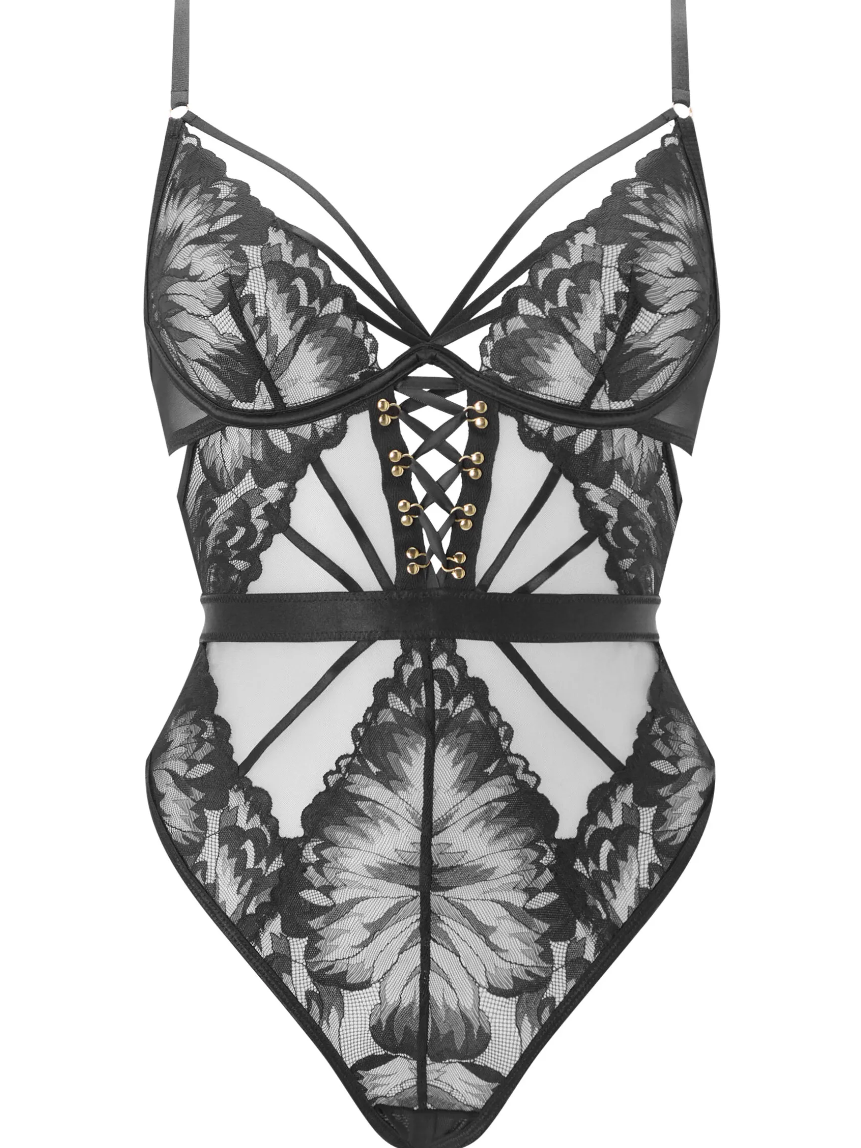 Radiant Desires Lace Crotchless Lingerie Body - Black