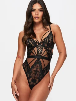 Radiant Desires Lace Crotchless Lingerie Body - Black