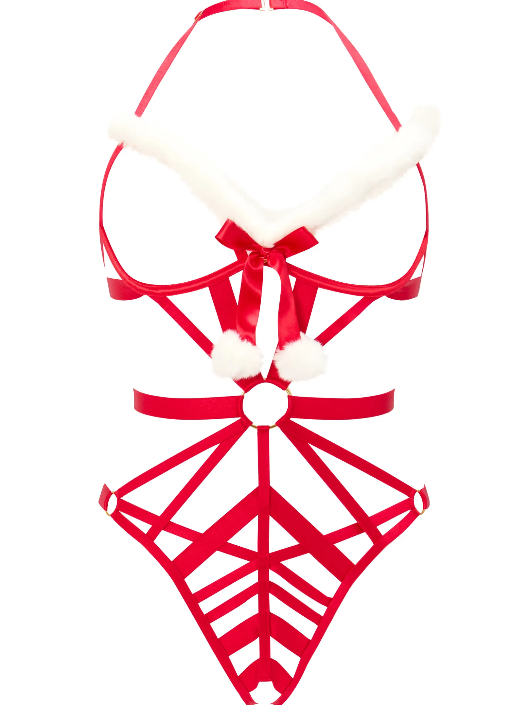 Saucy Santa Peek-A-Boo Christmas Body with Faux Fur Trim - Red