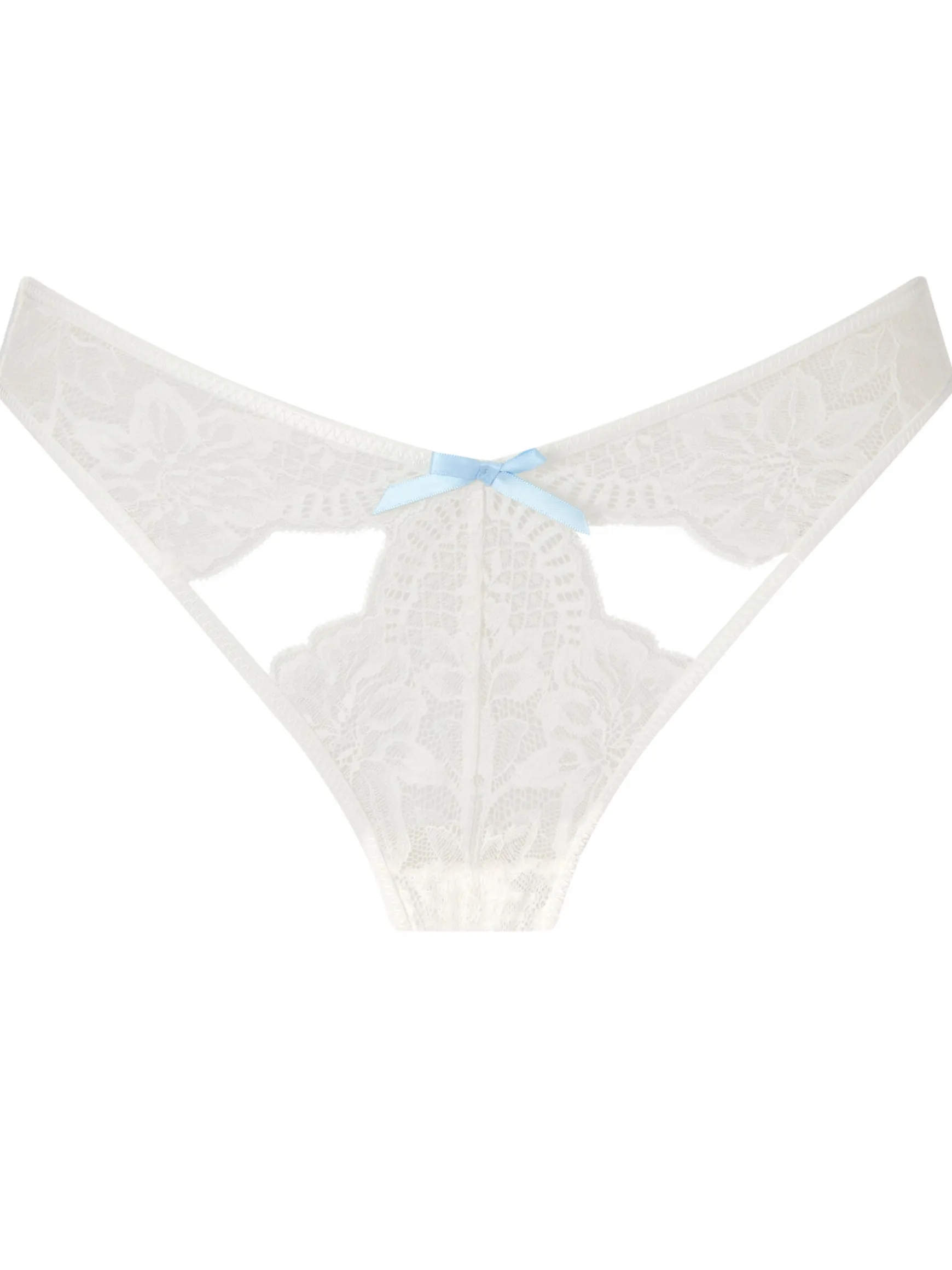 Scandalous Lace Crotchless Brazilian Knickers - Ivory