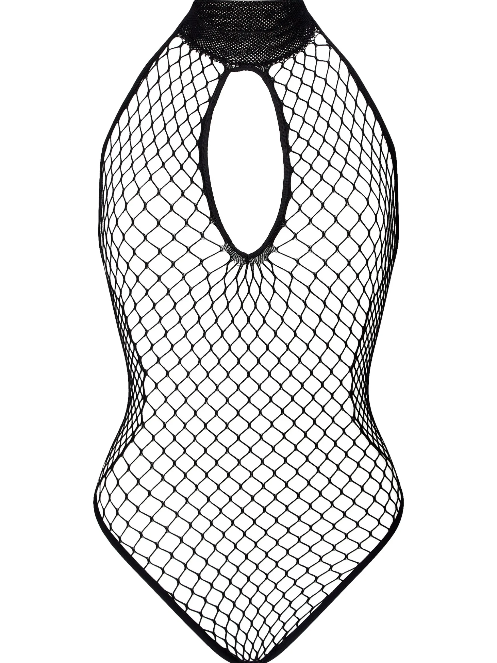 Seductive Fishnet Open Cup Crotchless Lingerie Body - Black