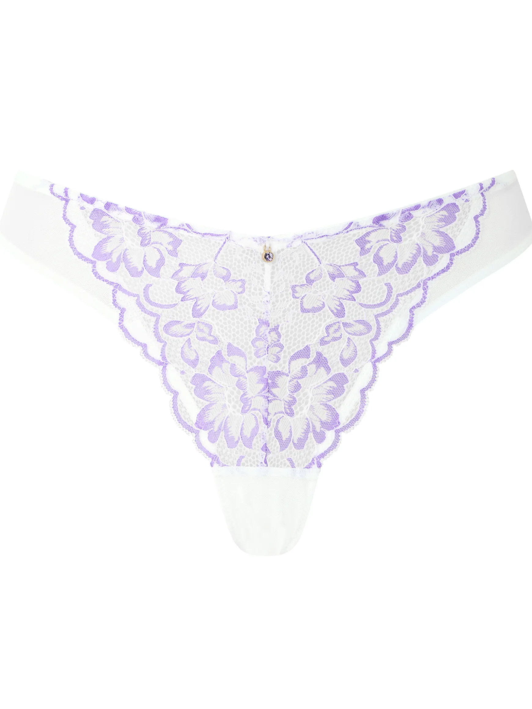 Sexy Lace Brazilian Knickers - White/Lilac