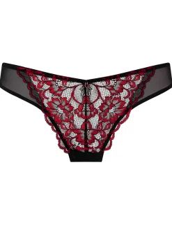Sexy Lace Brazilian Knickers - Black/Red