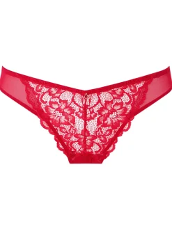 Sexy Lace Crotchless Brazilian Knickers - Red