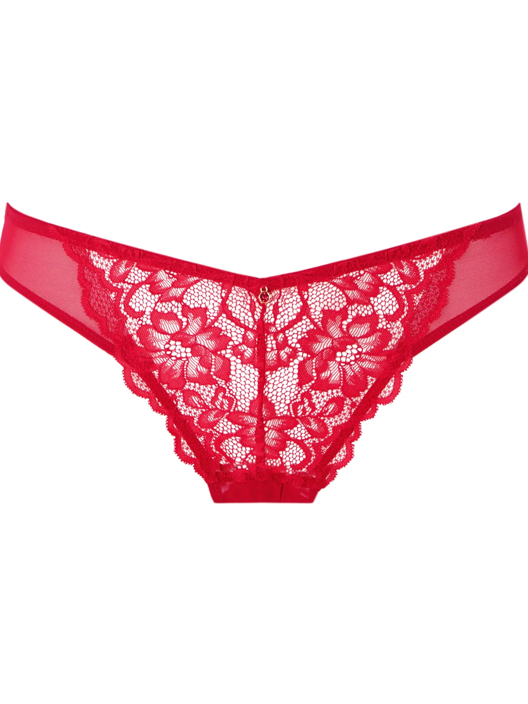 Sexy Lace Crotchless Brazilian Knickers - Red