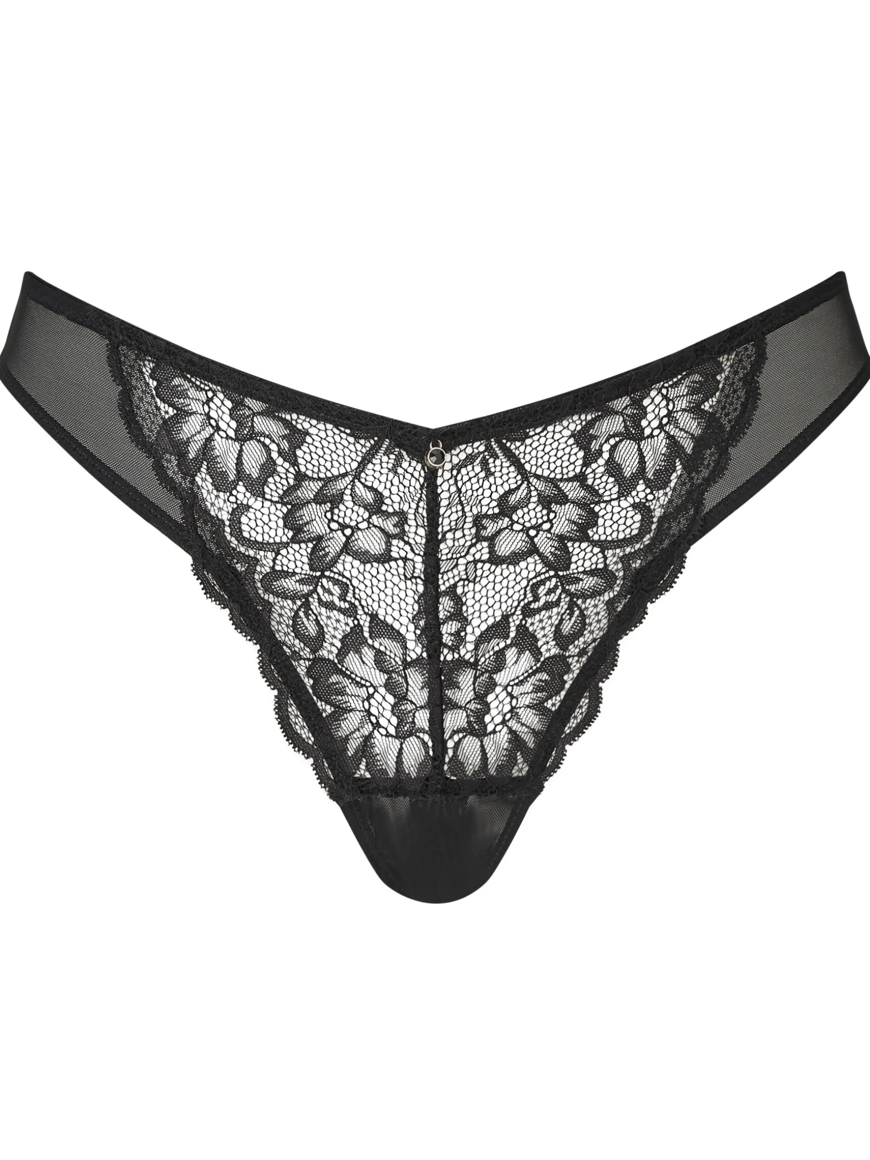 Sexy Lace Crotchless Brazilian Knickers - Black