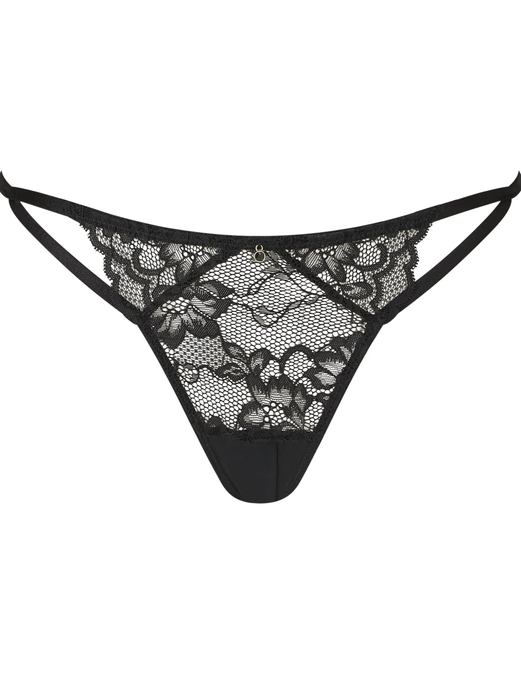 Sexy Lace Crotchless G-String - Black