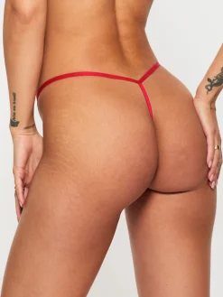 Sexy Lace Crotchless G-String - Red