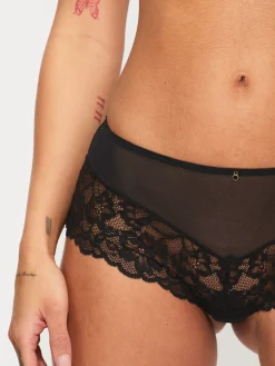 Sexy Lace Crotchless Short - Black