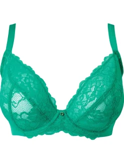 Sexy Lace Fuller Bust Non Padded Plunge Bra - Green