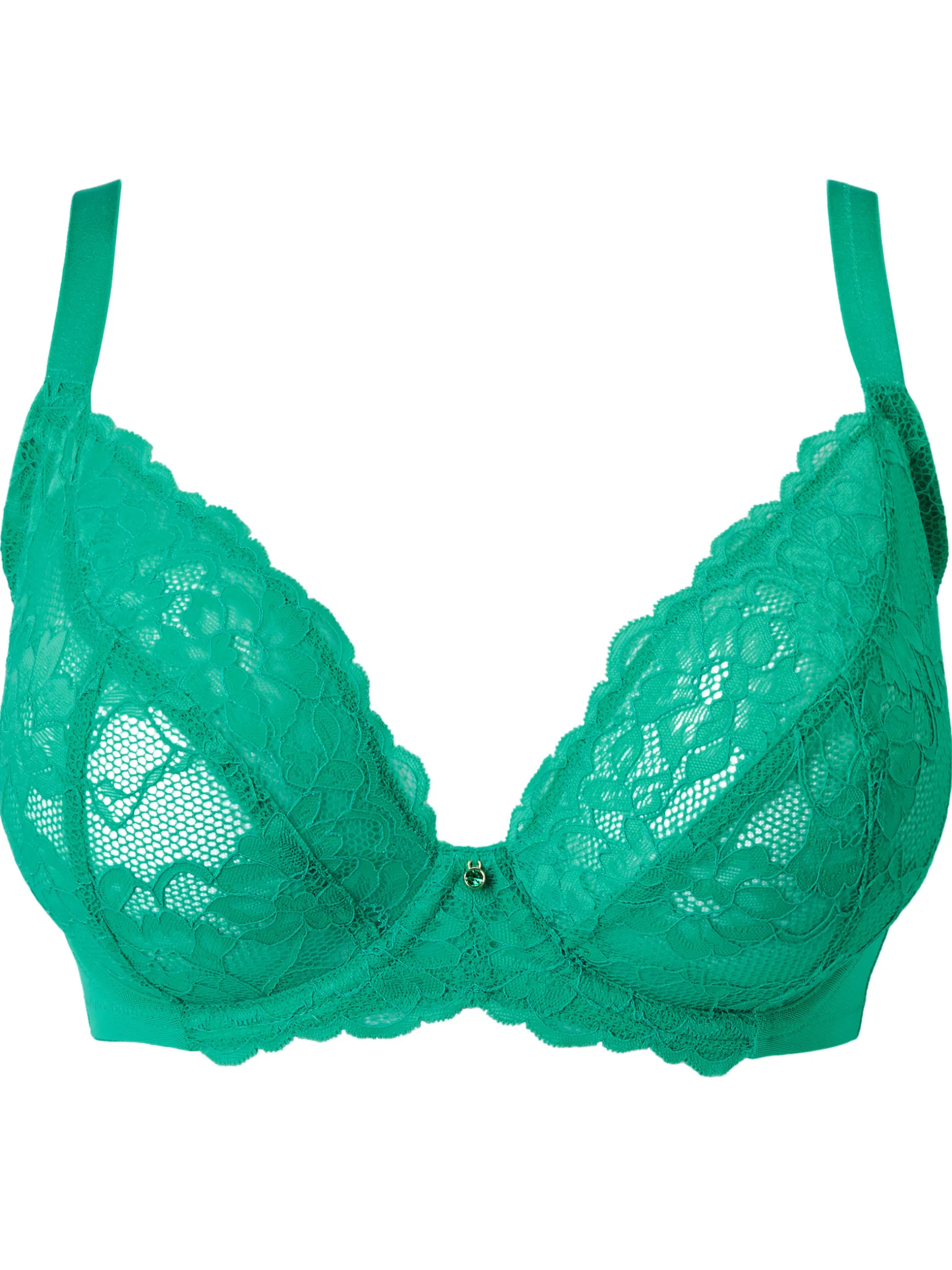 Sexy Lace Fuller Bust Non Padded Plunge Bra - Green