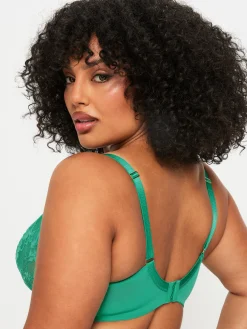 Sexy Lace Fuller Bust Non Padded Plunge Bra - Green