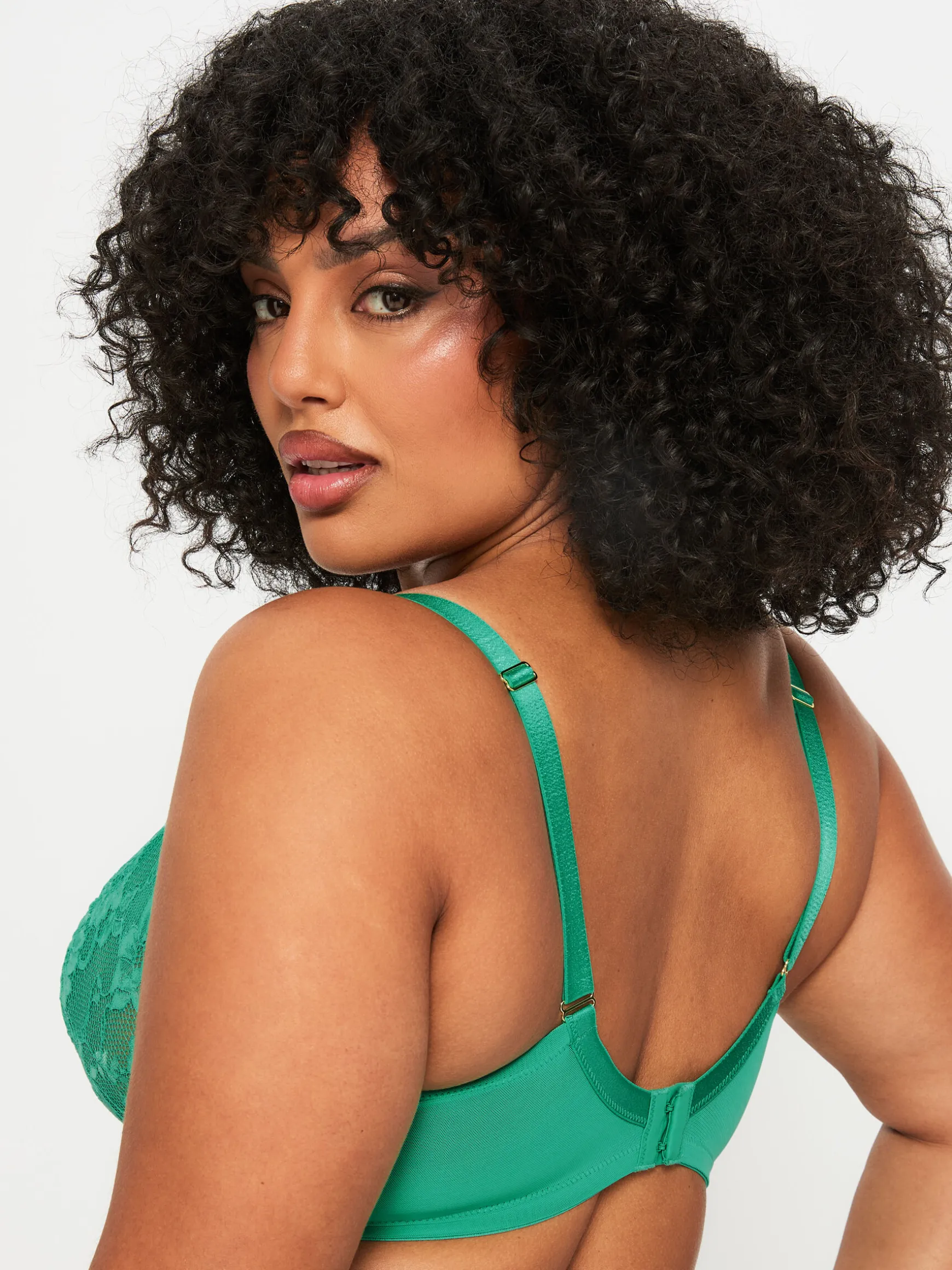 Sexy Lace Fuller Bust Non Padded Plunge Bra - Green