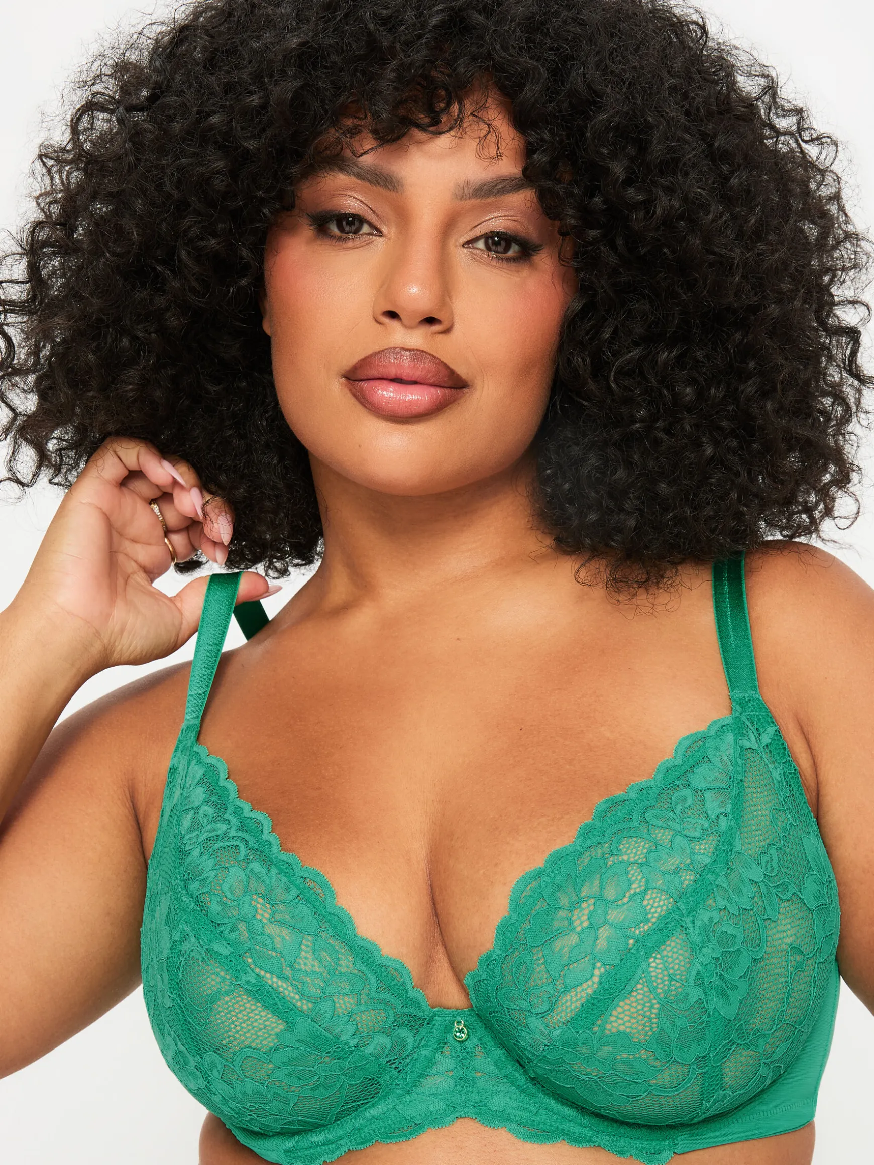 Sexy Lace Fuller Bust Non Padded Plunge Bra - Green