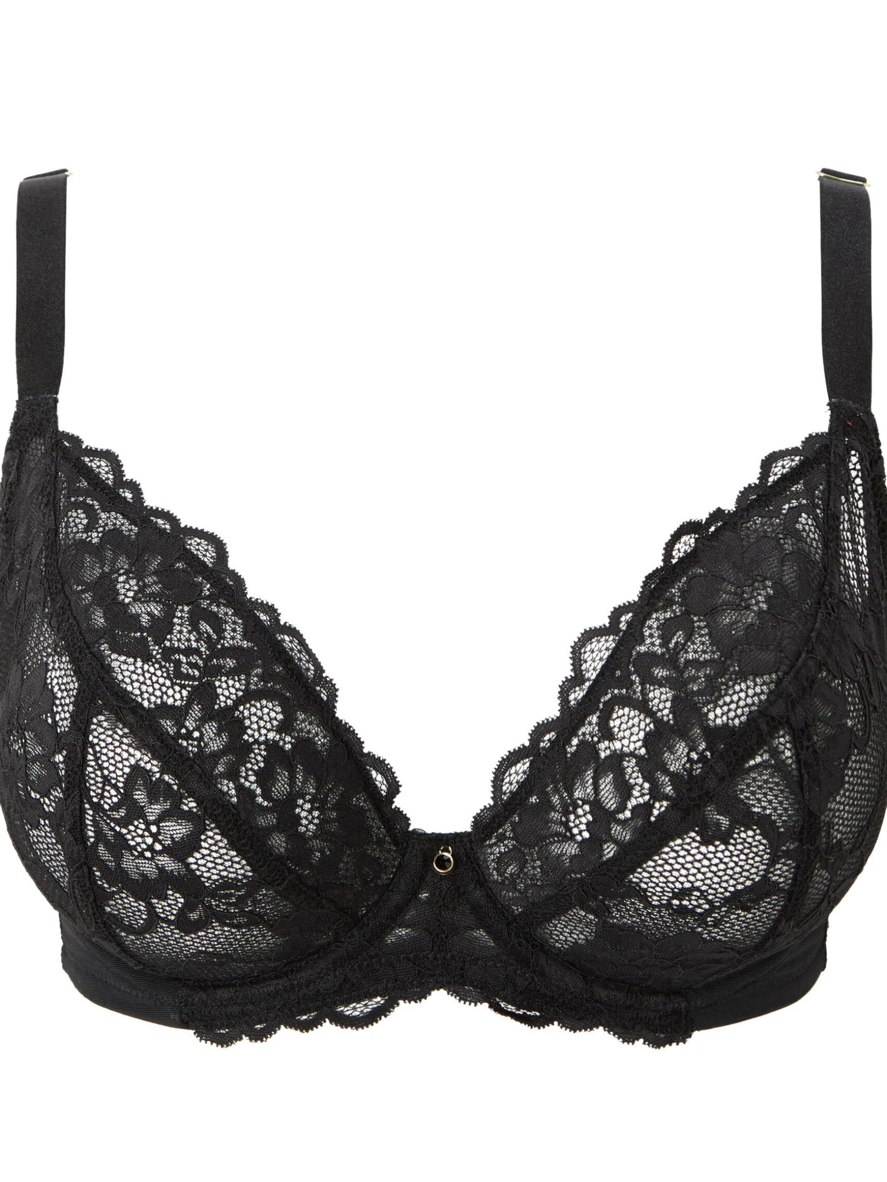 Sexy Lace Fuller Bust Non Padded Plunge Bra - Black