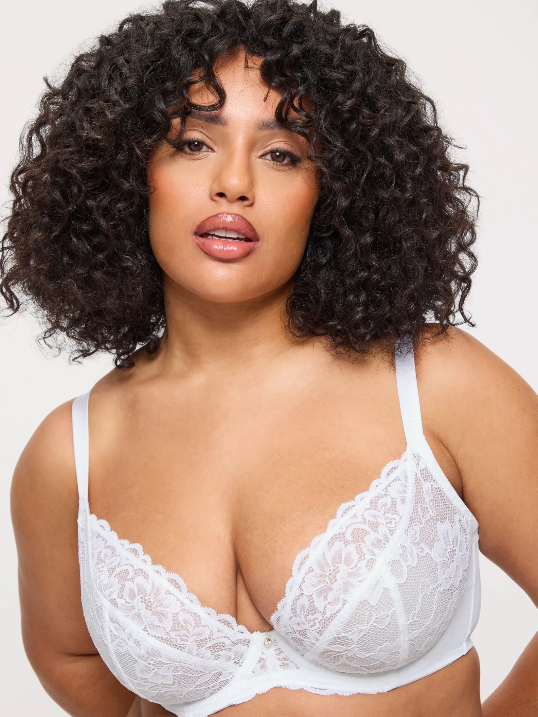 Sexy Lace Fuller Bust Non Padded Plunge Bra - White