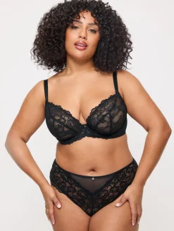 Sexy Lace Non Padded Fuller Bust Plunge Bra - Pack of 2 - Black