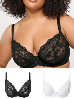 Sexy Lace Non Padded Fuller Bust Plunge Bra Pack of 2 - Assorted