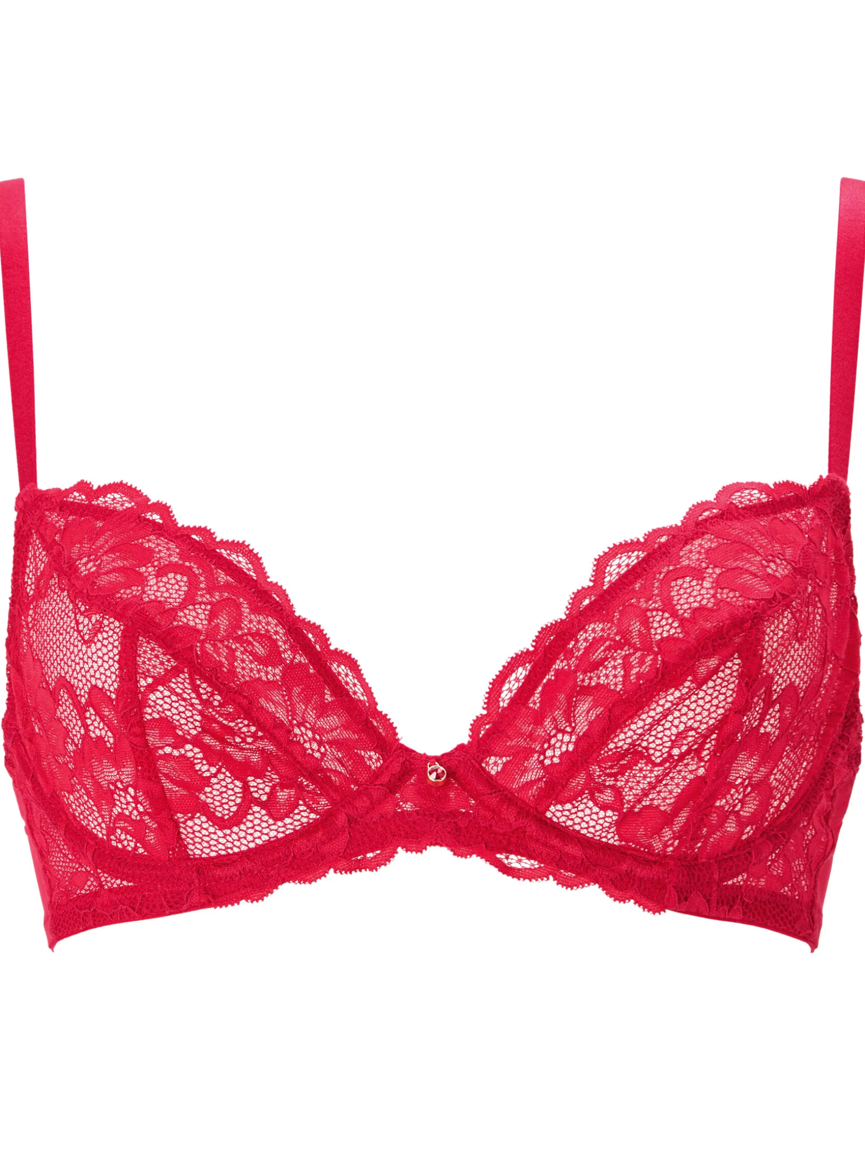 Sexy Lace Non Padded Plunge Bra - Red