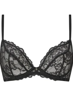 Sexy Lace Non Padded Plunge Bra - Black