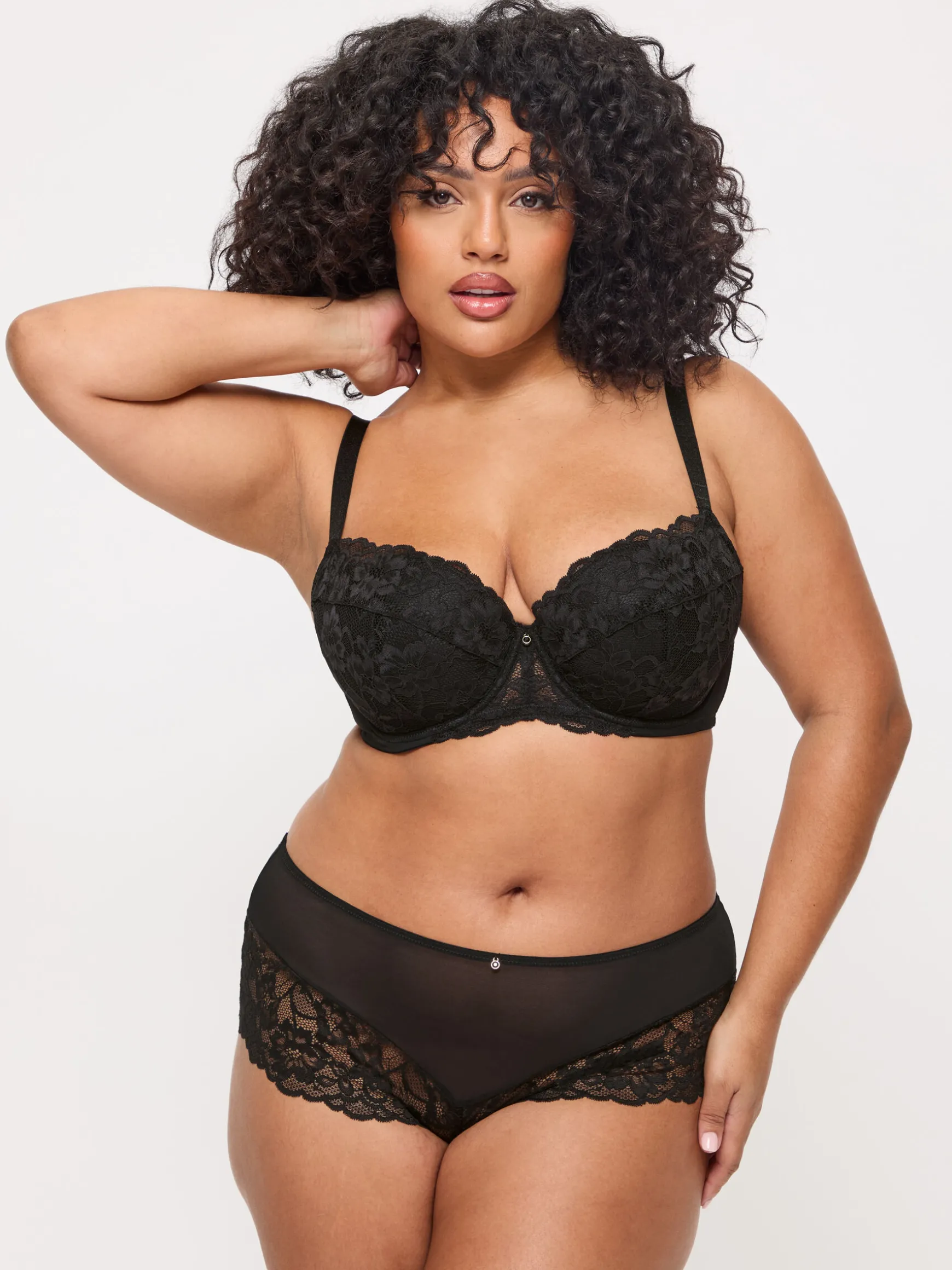 Sexy Lace Padded Balcony Bra - Black