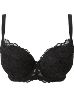 Sexy Lace Padded Balcony Bra - Black