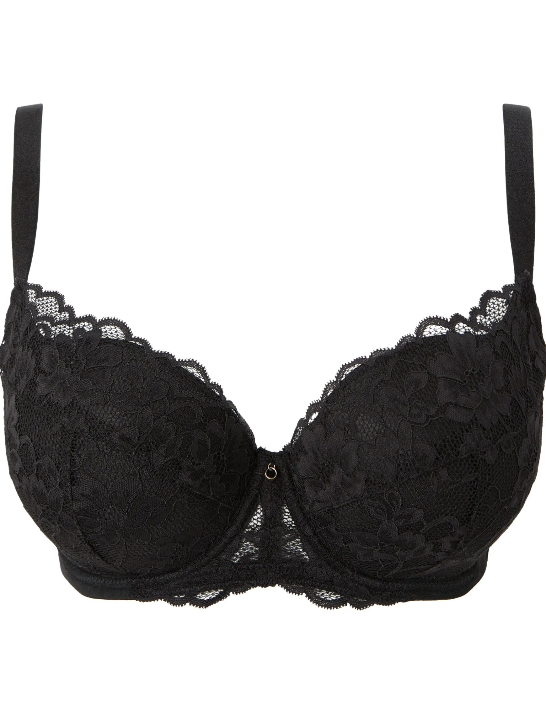 Sexy Lace Padded Balcony Bra - Black