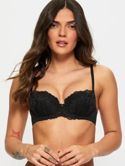 Sexy Lace Padded Balcony Bra - Pack of 2 - Black