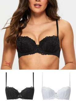 Sexy Lace Padded Balcony Bra - Pack of 2 - Assorted