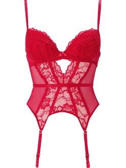 Sexy Lace Padded Basque - Red