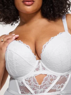 Sexy Lace Padded Basque - White