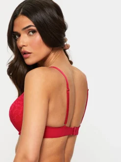 Sexy Lace Padded Boost Bra - Red