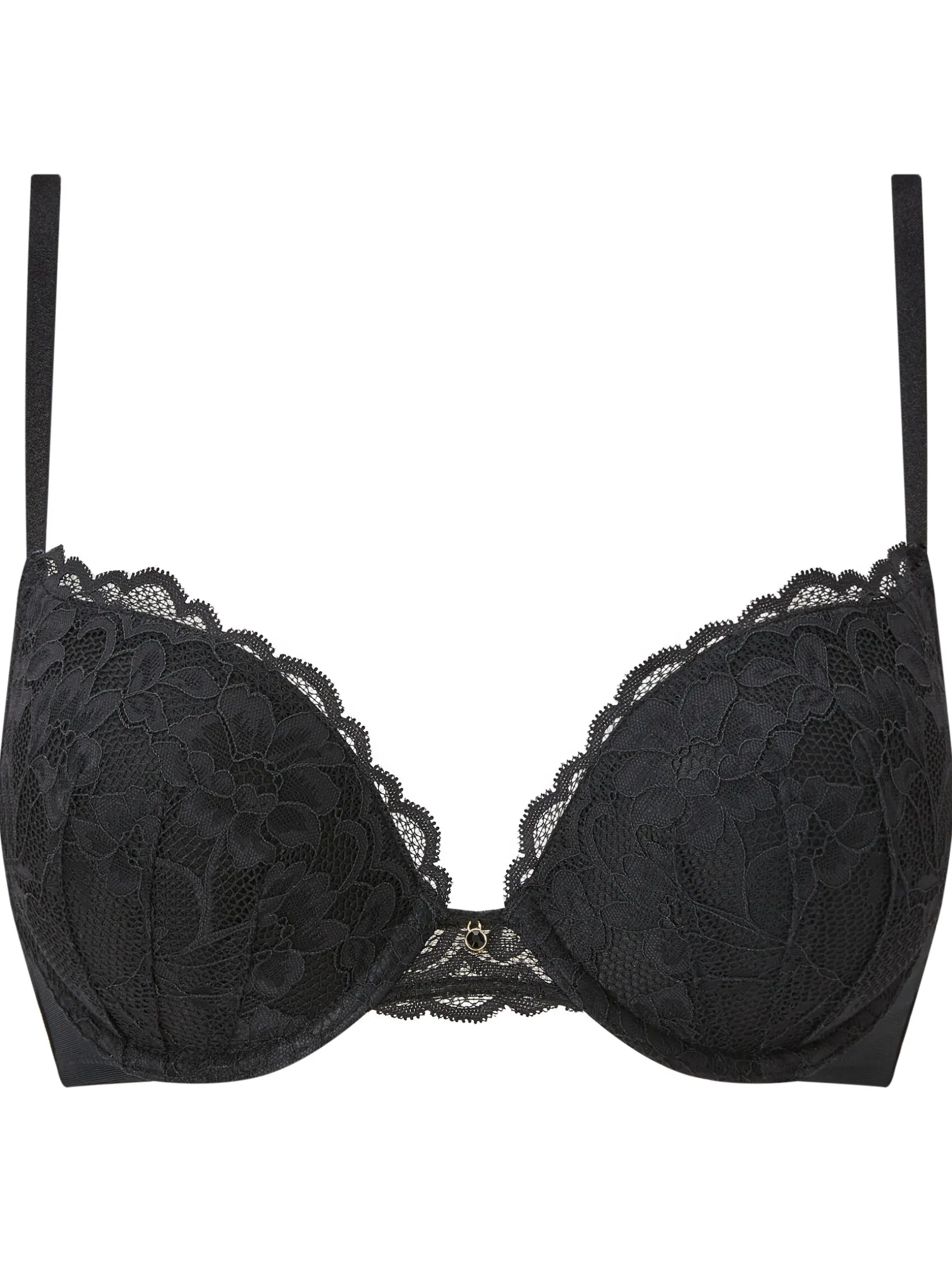 Sexy Lace Padded Boost Plunge Bra - Black