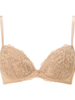 Sexy Lace Padded Plunge Bra - Nude 01