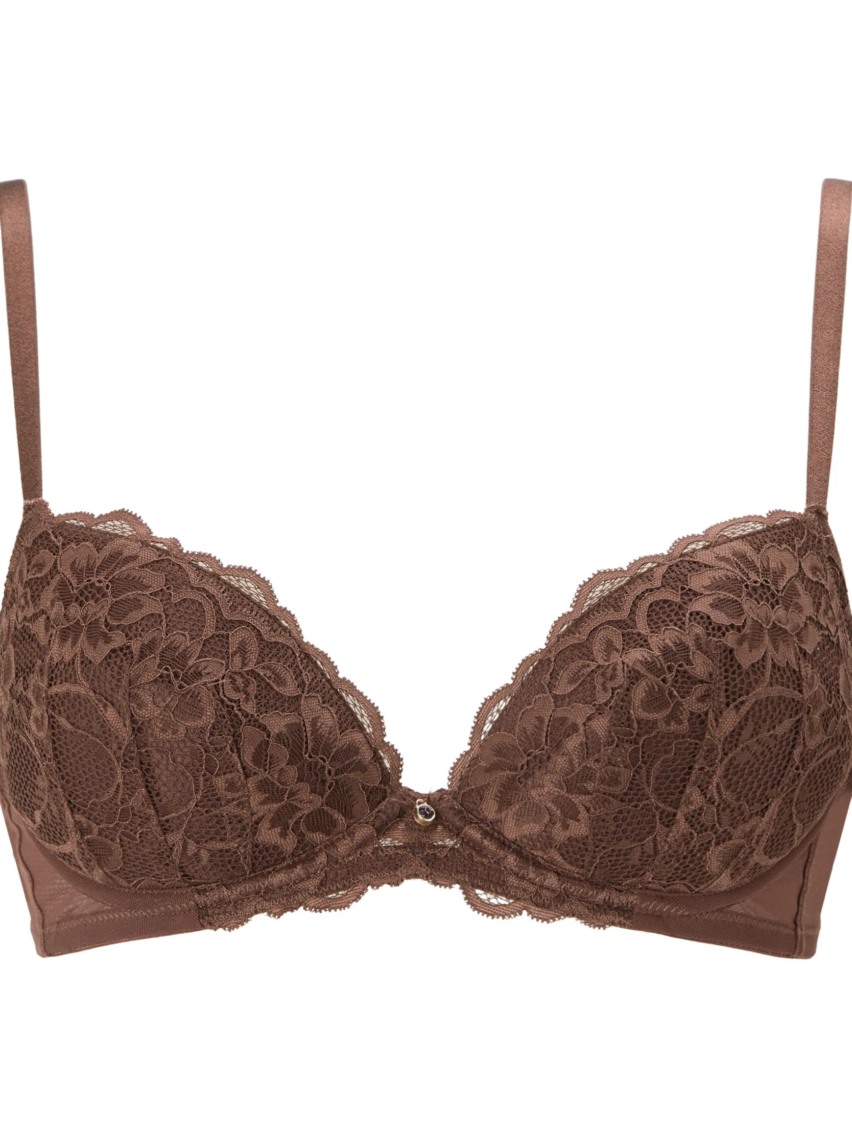 Sexy Lace Padded Plunge Bra - Nude 04
