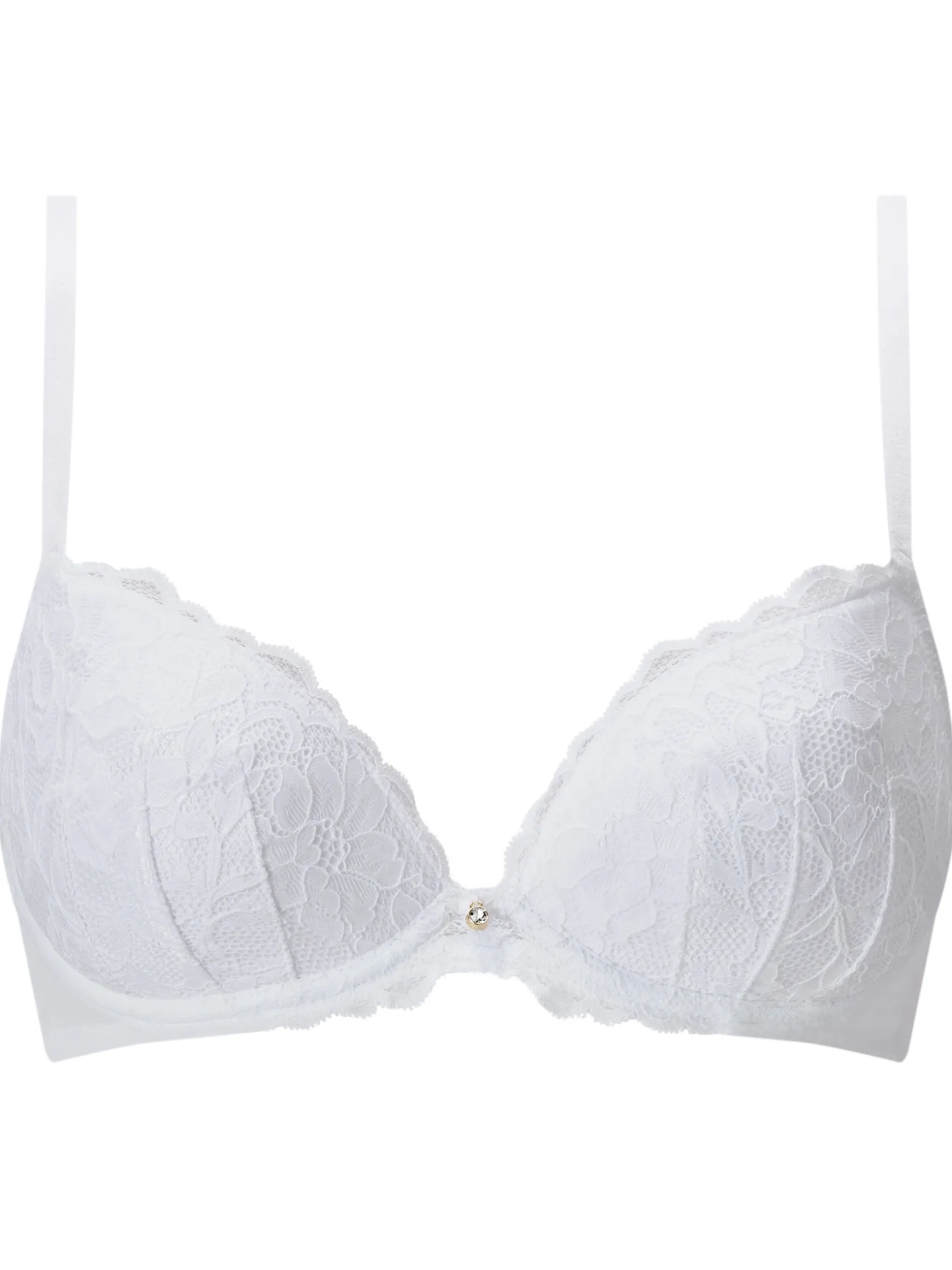 Sexy Lace Padded Plunge Bra - Pack of 2 - White