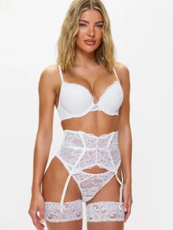 Sexy Lace Padded Plunge Bra - Pack of 2 - White