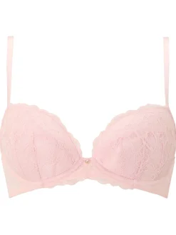 Sexy Lace Padded Plunge Bra - Pale Pink