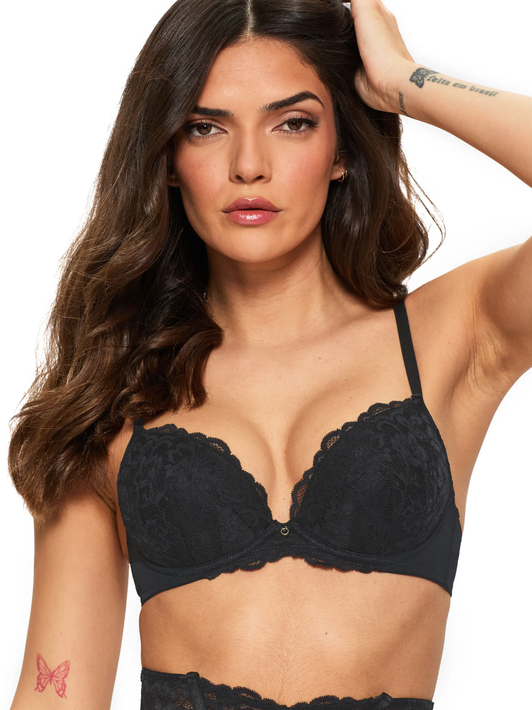 Sexy Lace Padded Plunge Bra - Pack of 2 - Multi