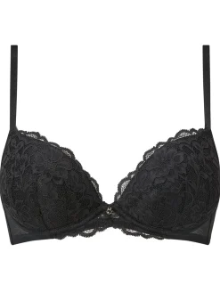 Sexy Lace Padded Plunge Bra - Pack of 2 - Black/Nude