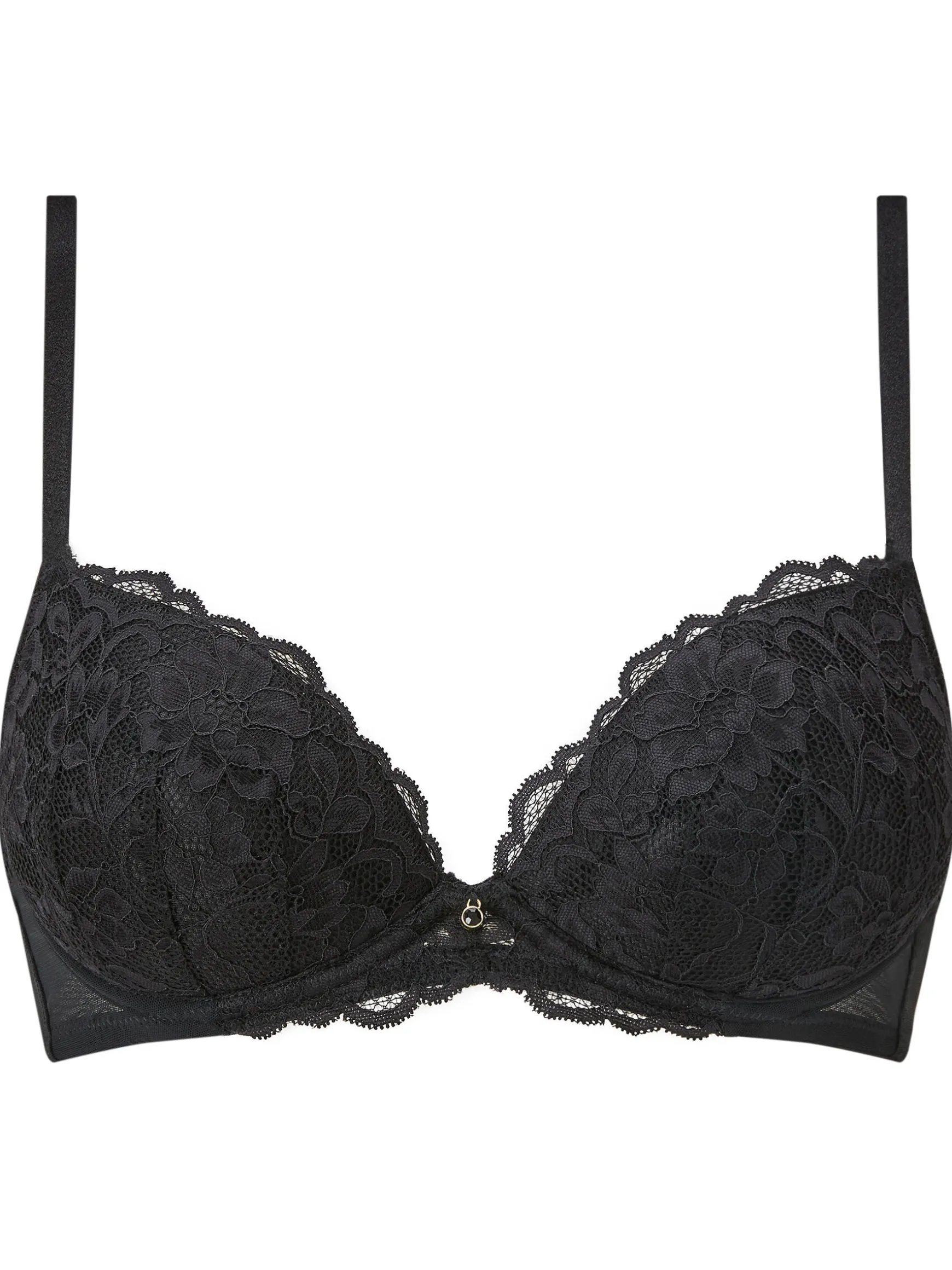 Sexy Lace Padded Plunge Bra - Pack of 2 - Black/Nude