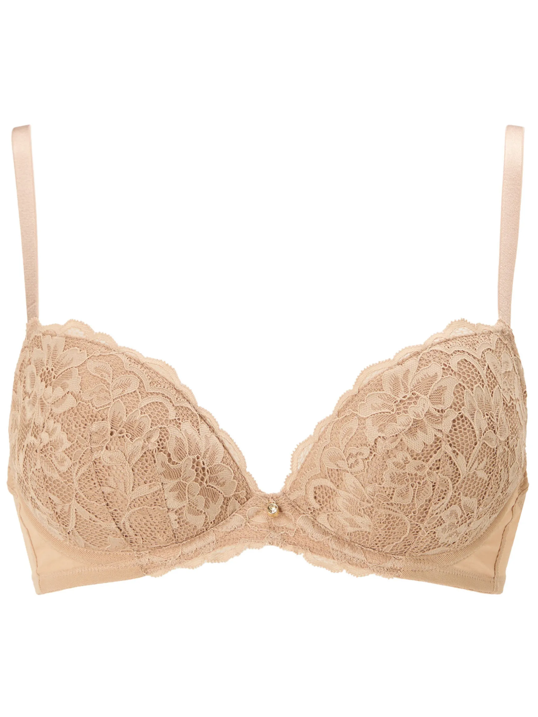 Sexy Lace Padded Plunge Bra - Pack of 2 - White/Blush