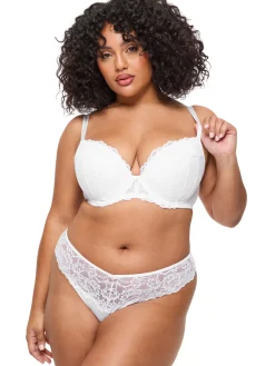 Sexy Lace Padded Plunge Bra - Pack of 2 - White/Blush