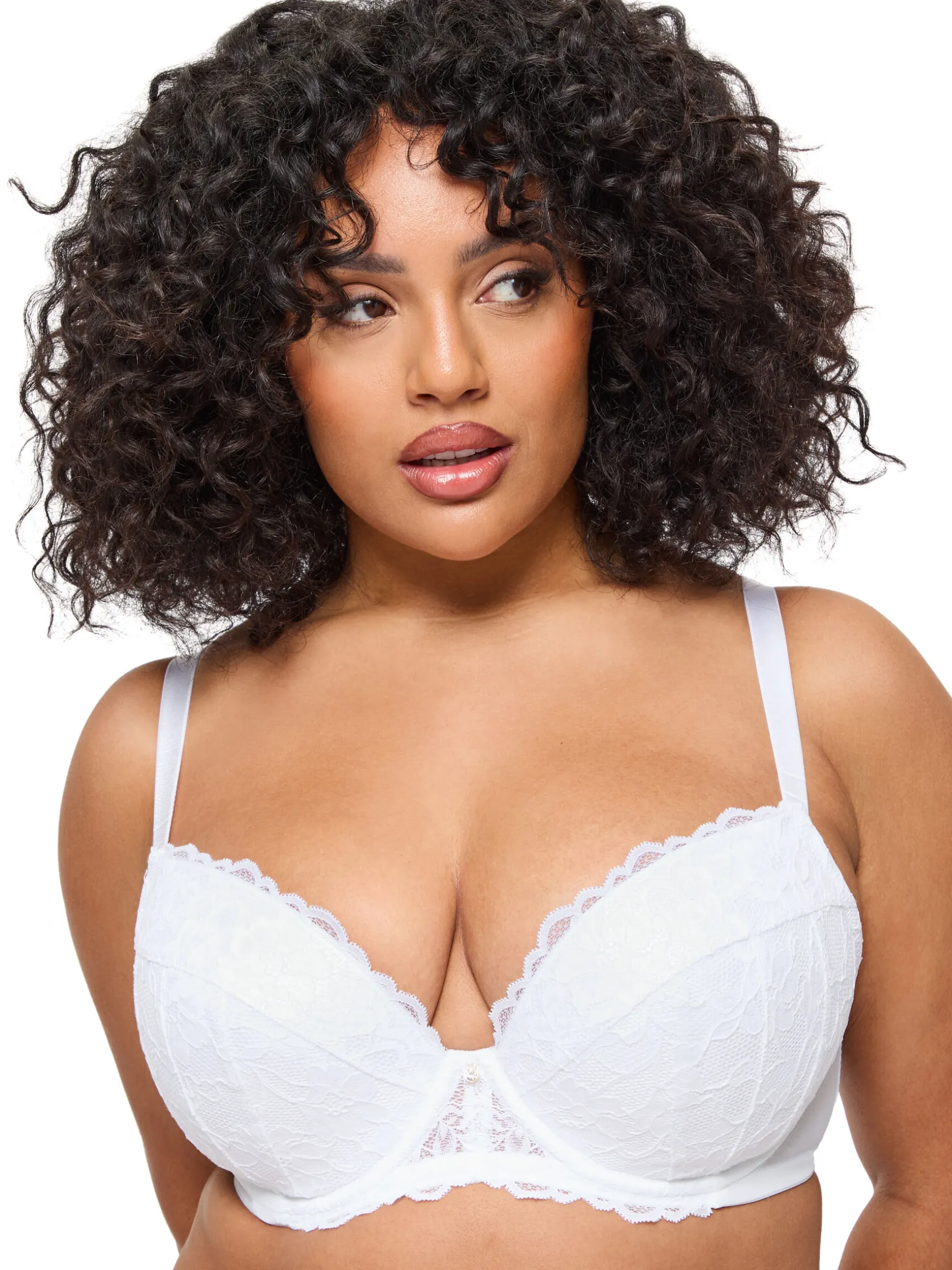 Sexy Lace Padded Plunge Bra - Pack of 2 - White/Blush