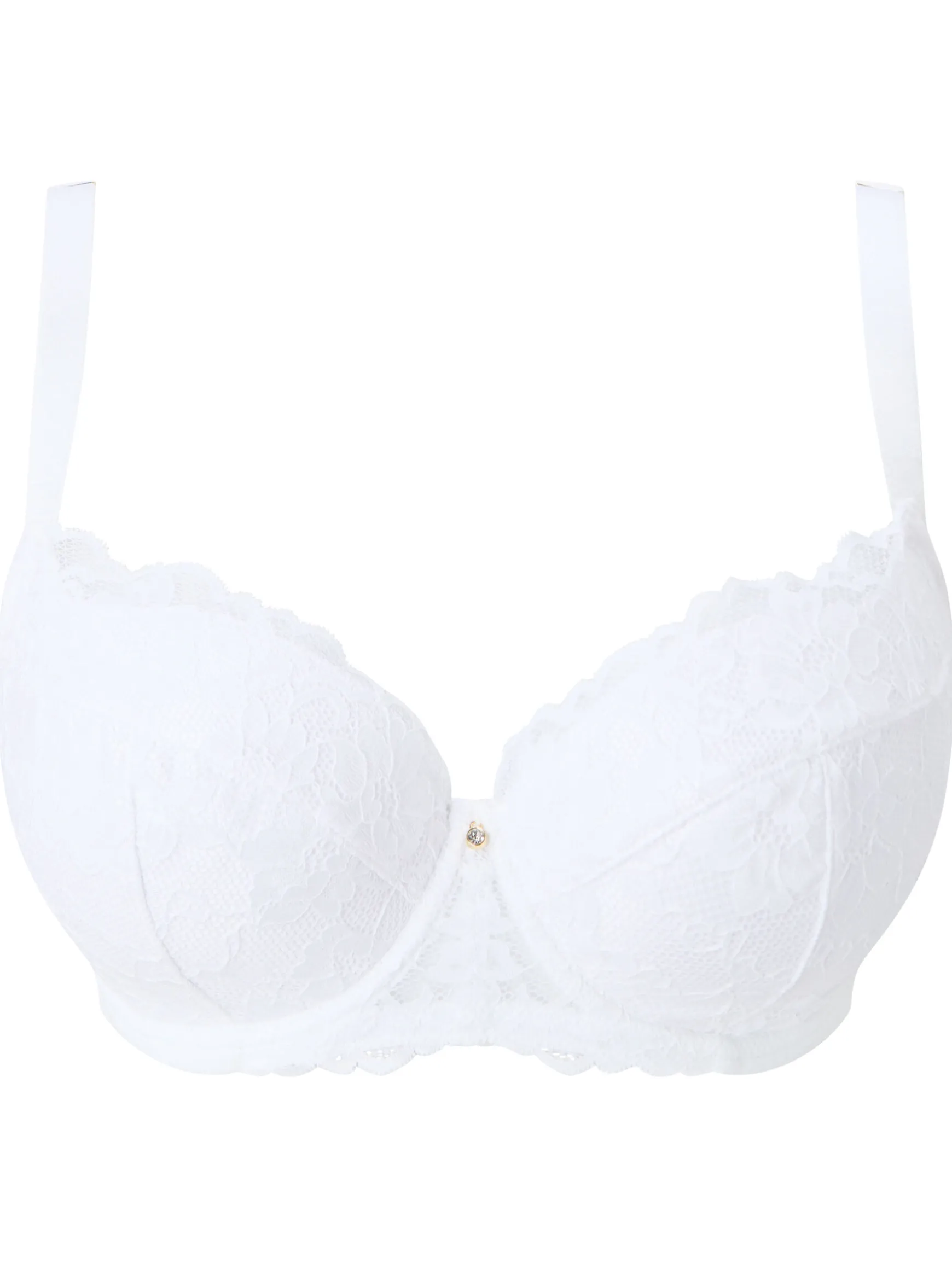Sexy Lace Padded Plunge Bra - White